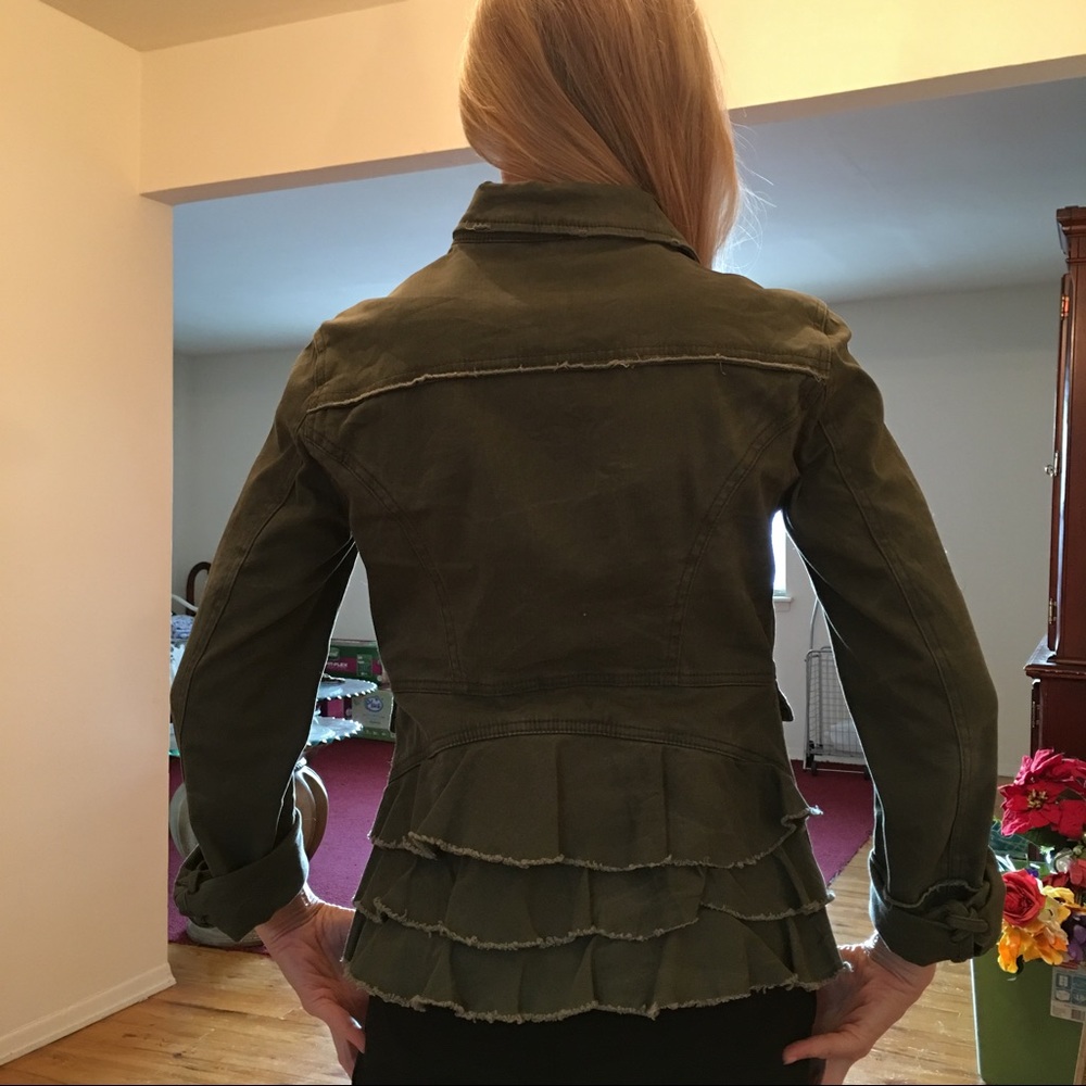 Free People Green Combat Ruffled Jacket - Picture 3 of 3