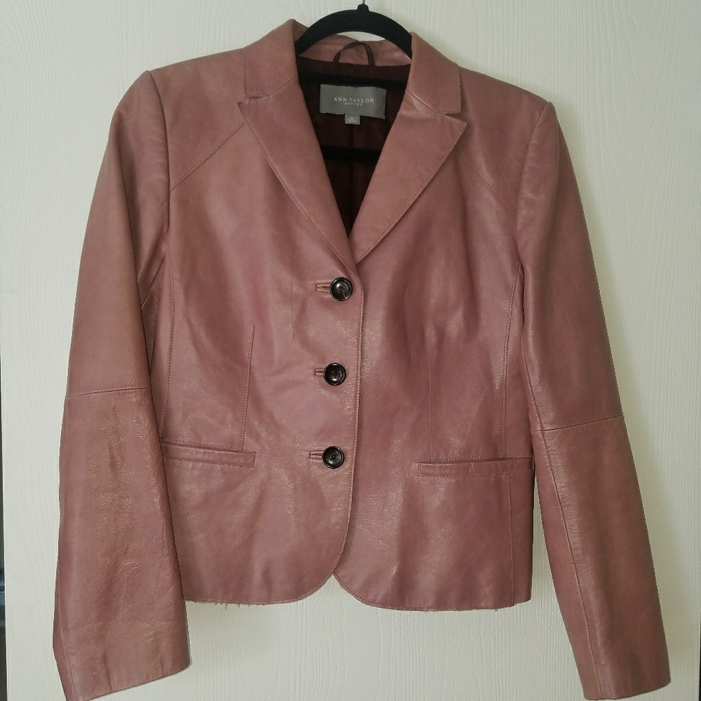 Ann Taylor Mauve leather jacket