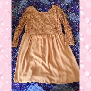 Forever 21 Blush Lace Babydoll Mini Dress