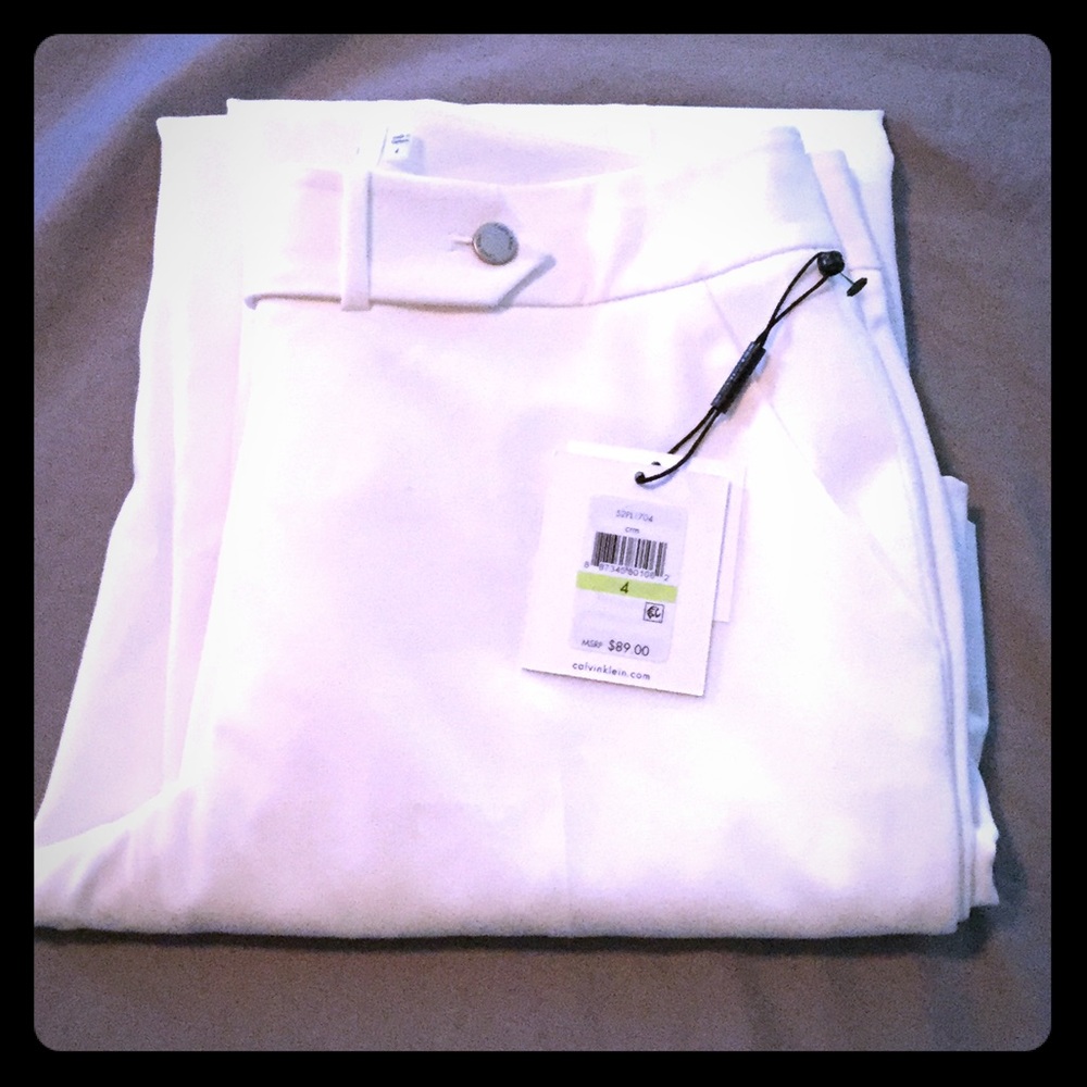 NWT $89 Calvin Klein Classic Fit Suit Pants Cream