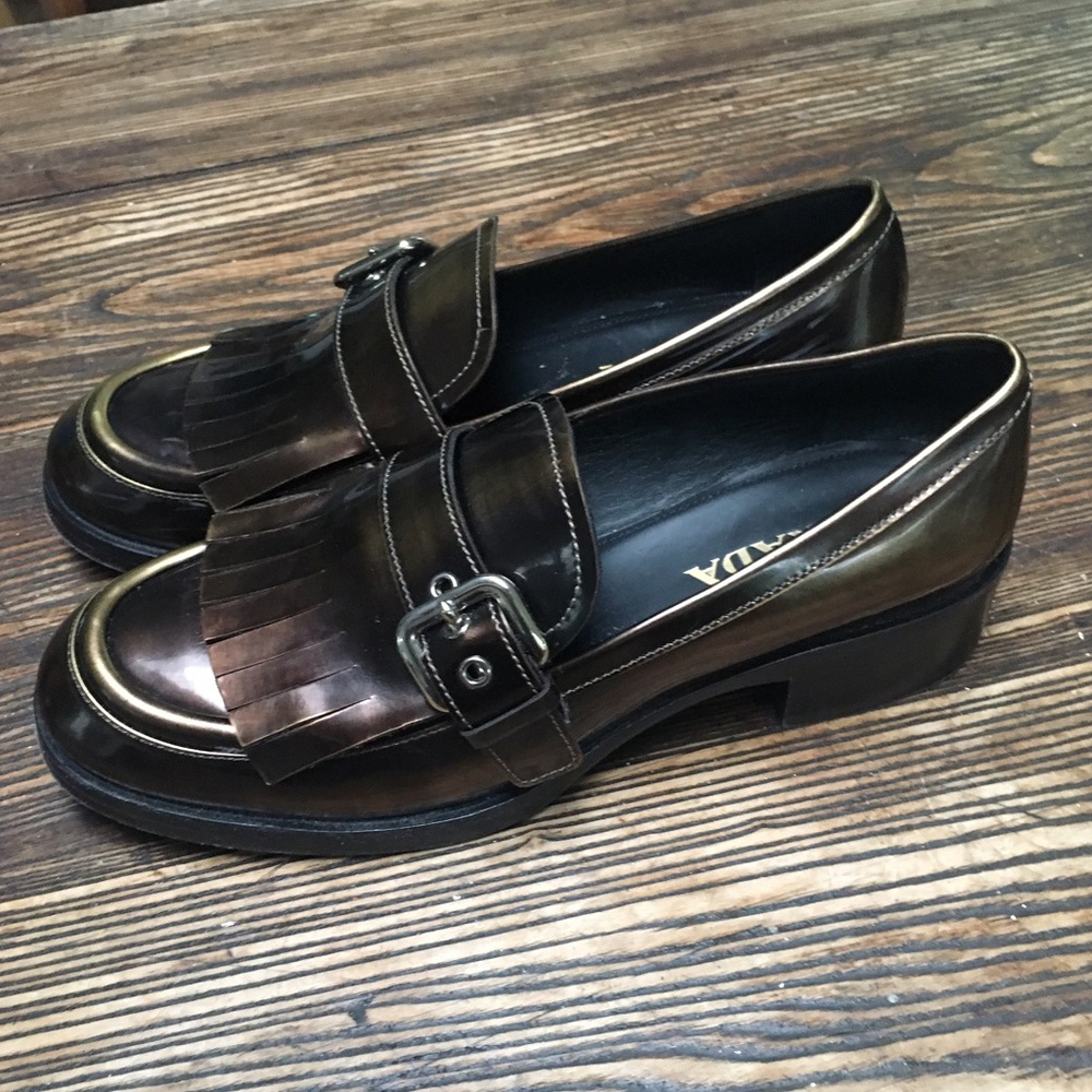 SOLD Prada Bronze buckle Loafer sz 37
