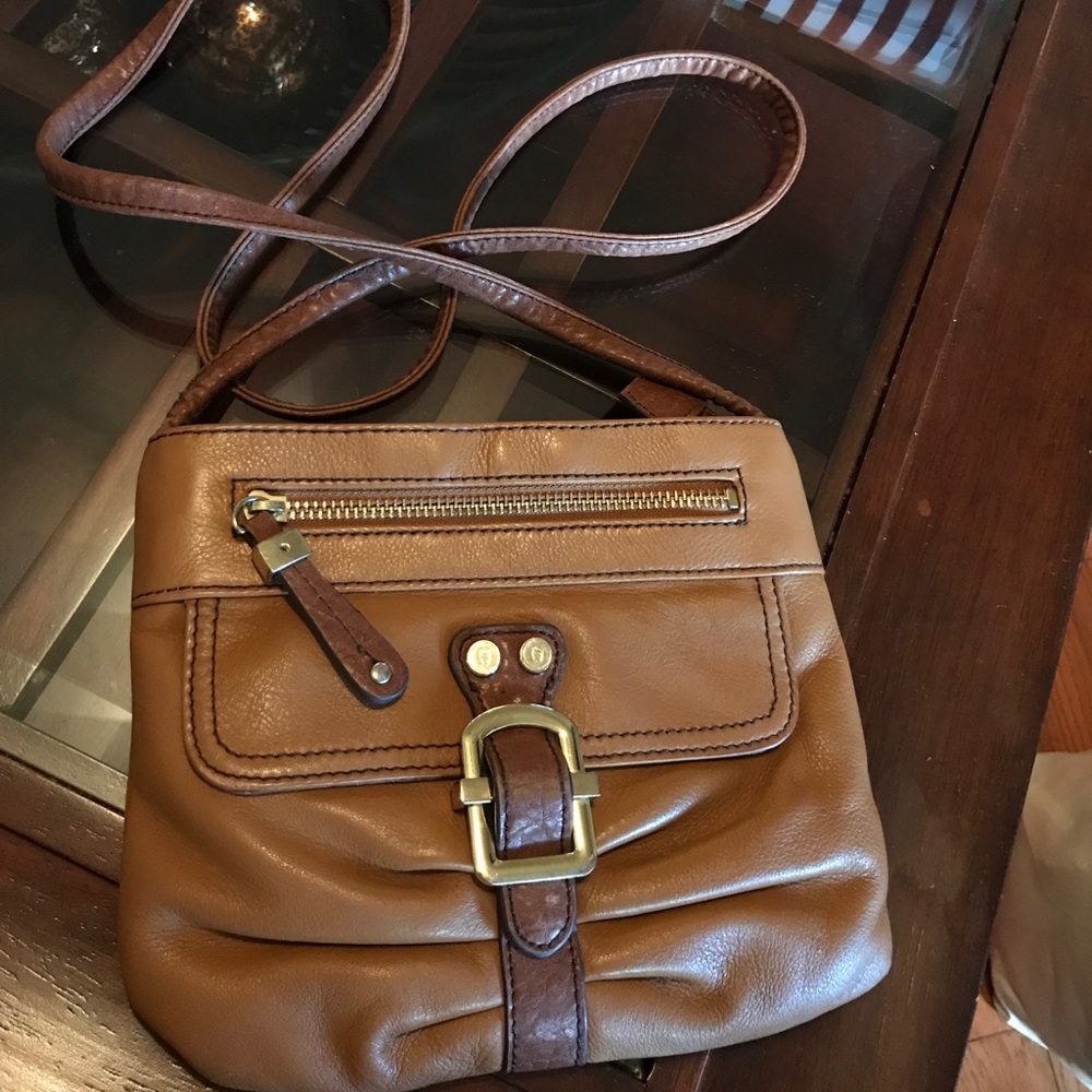 Crossbody leather purse with attached card holder