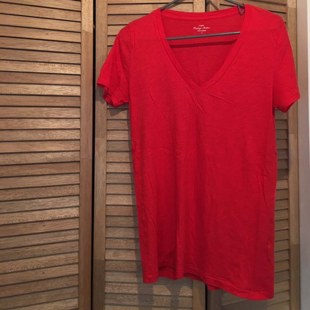 NWOT J. Crew Women's Medium Red V Neck Tee