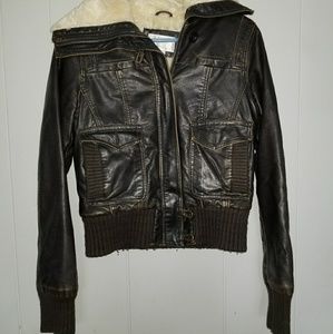 Leather bomber jacket