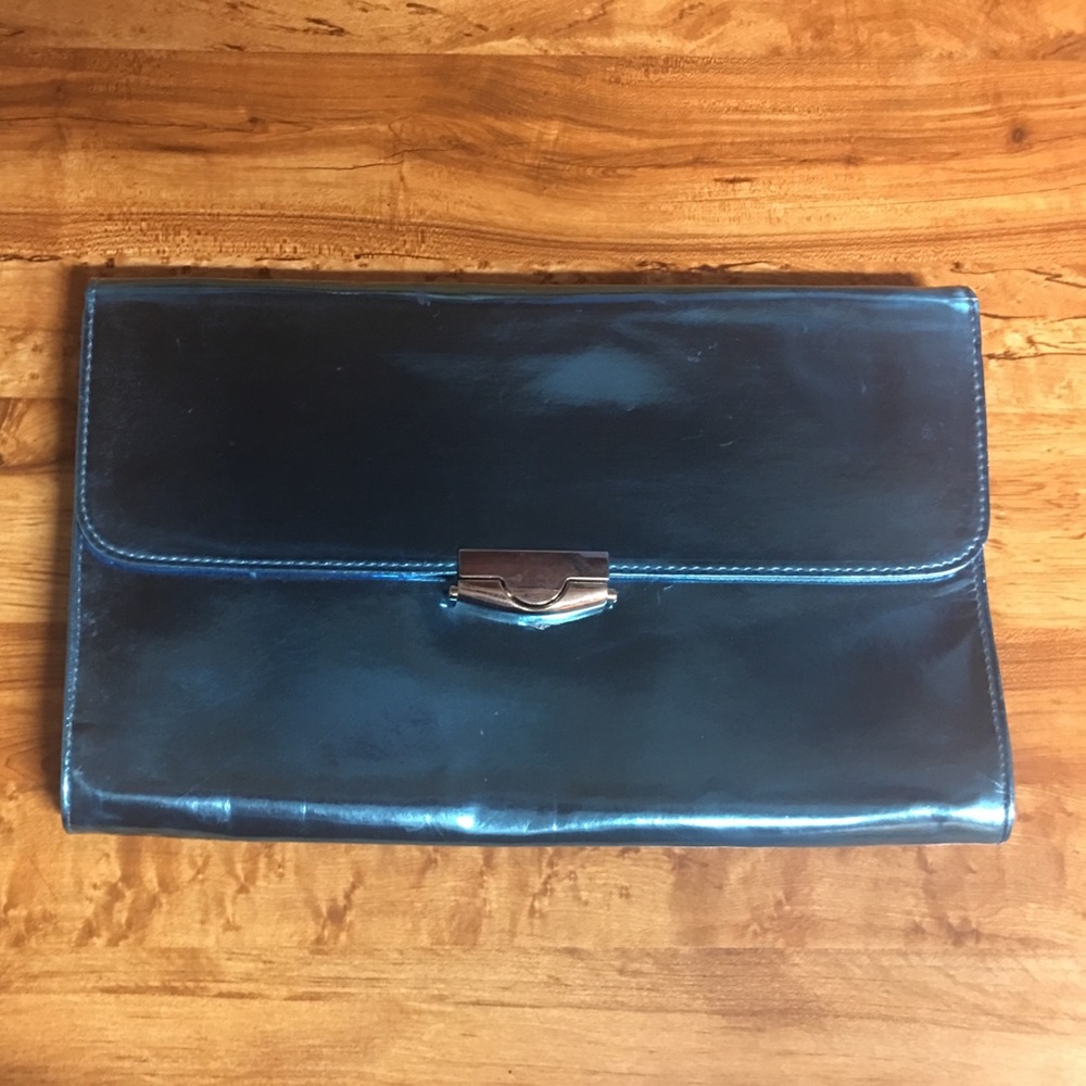 Large Metallic Blue Clutch