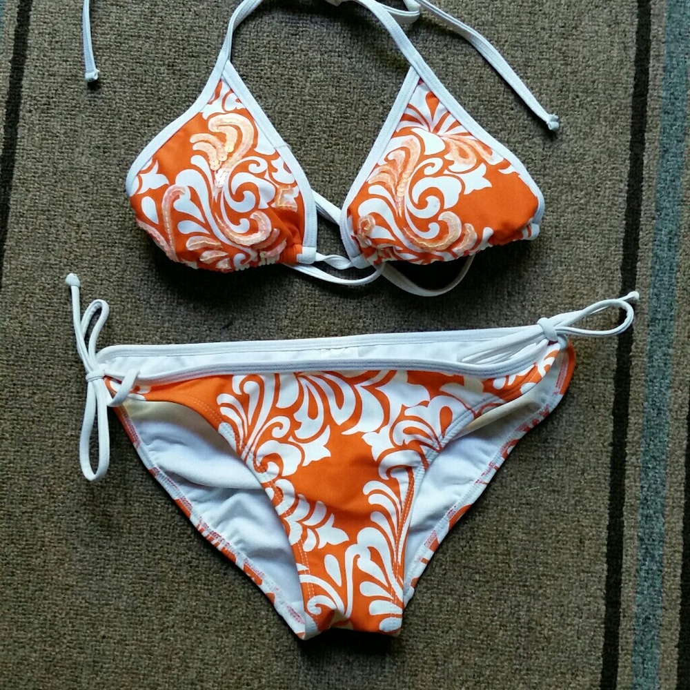 Beautiful Bikini Bright orange and white