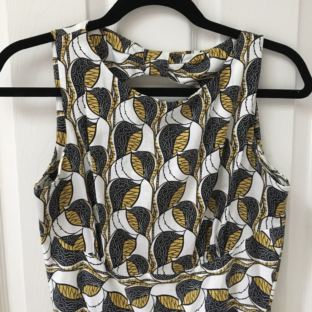 Open back printed fit 'n' flare dress.