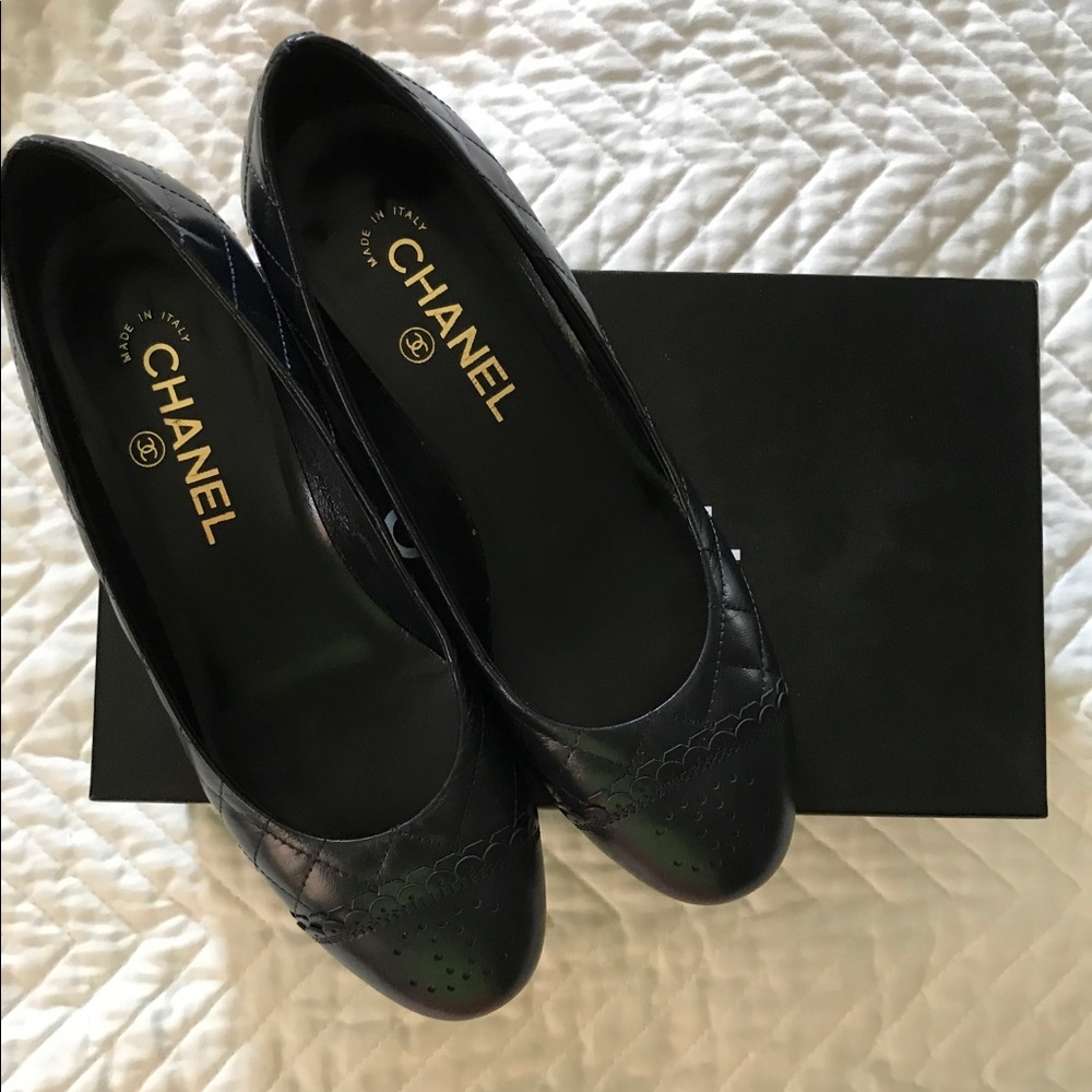 CHANEL blue wedge size 38