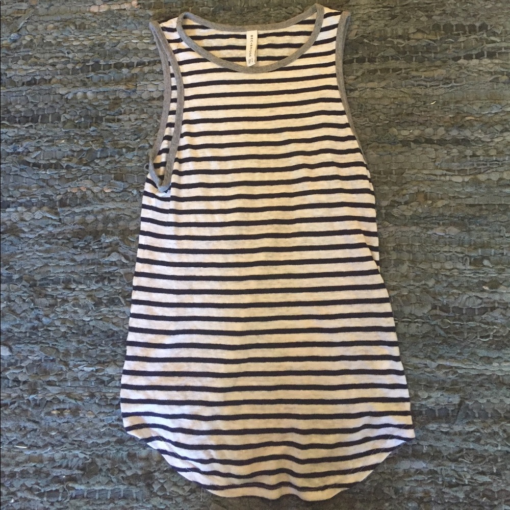Navy and White Stripped Tank with Gray Trimming