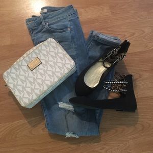 Black and gold Bakers flats