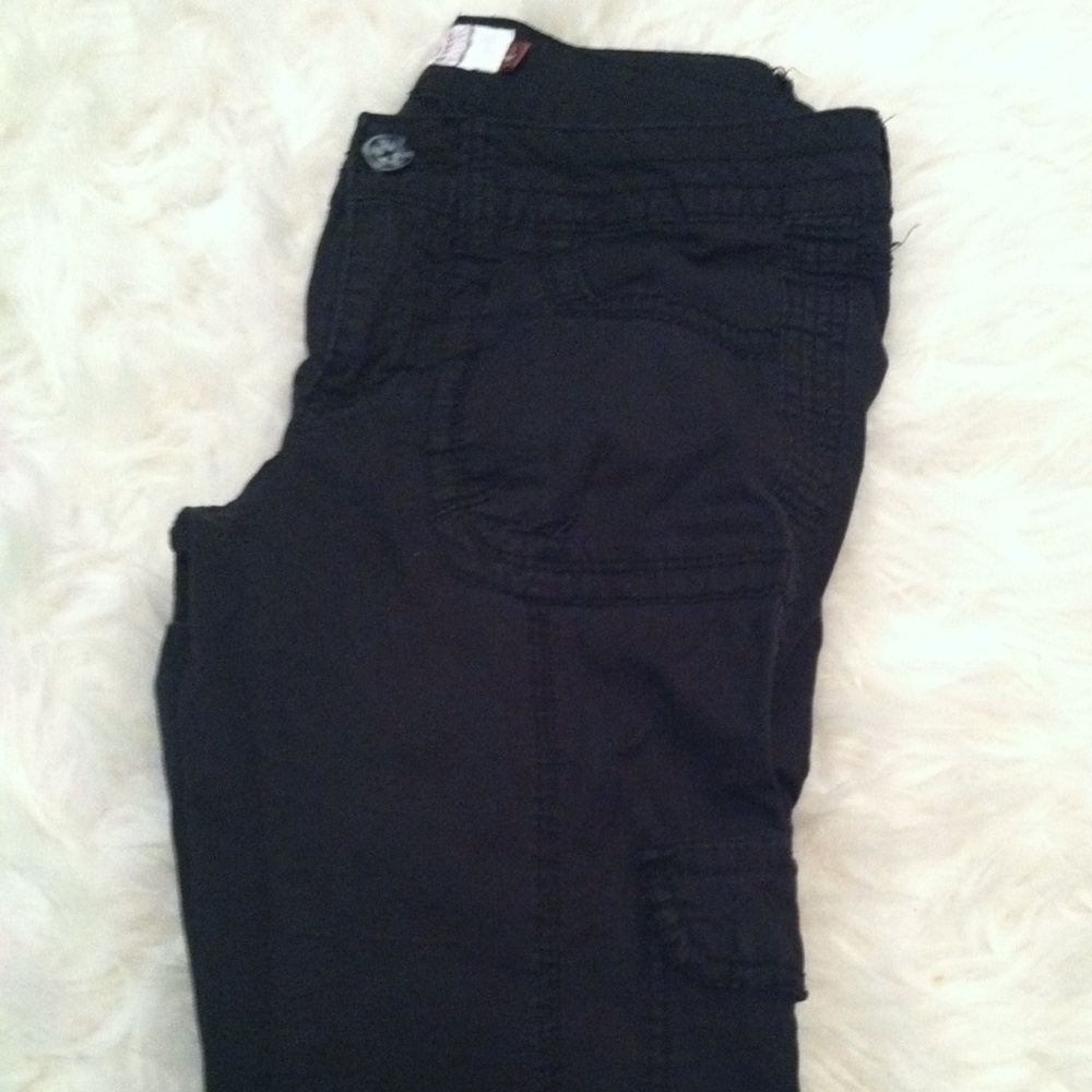 Black Cargo Capri Pants