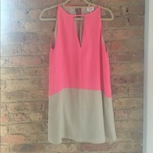 Pink & Gray Color Block Silk Parker Dress sz S