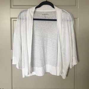 Ann Taylor LOFT: White Linen Crop Kimono