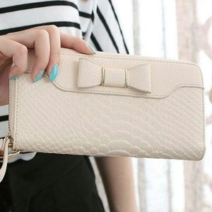Bow Leather Coin Bag Clutch