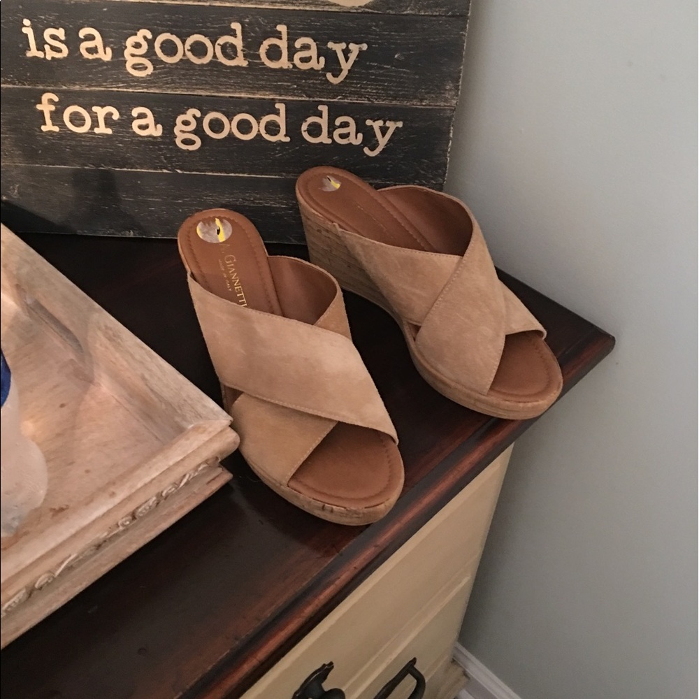 Tan wedge sandals
