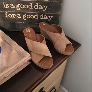 Tan wedge sandals
