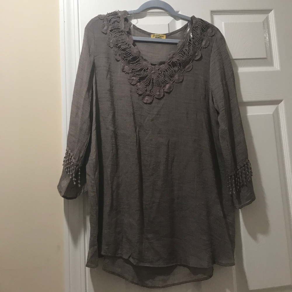 Taupe color, lightweight summer blouse
