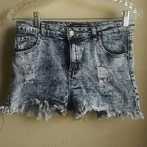 Distress jean shorts