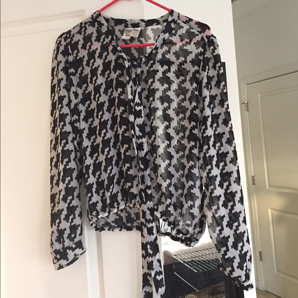 Black and white sheer shirt