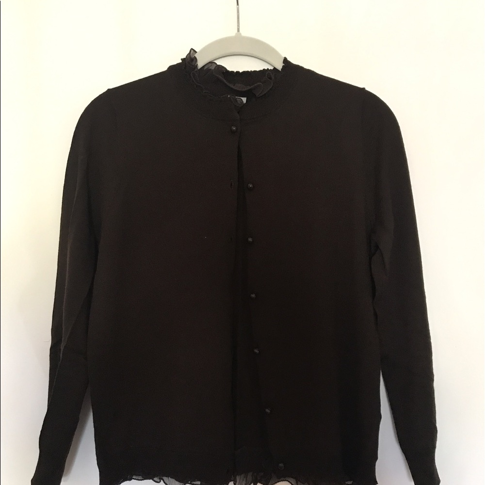 JCrew Dark Brown Wool Cardigan, Medium