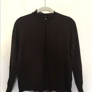 JCrew Dark Brown Wool Cardigan, Medium