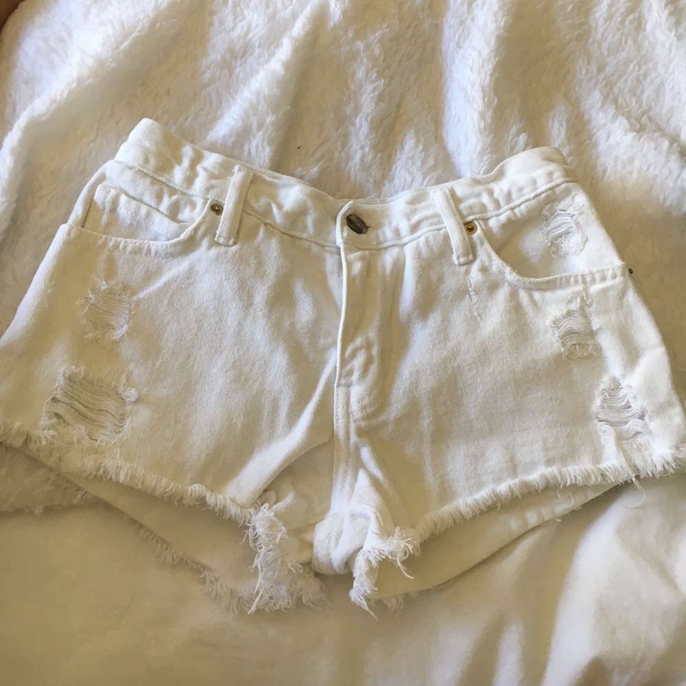 White jean shorts