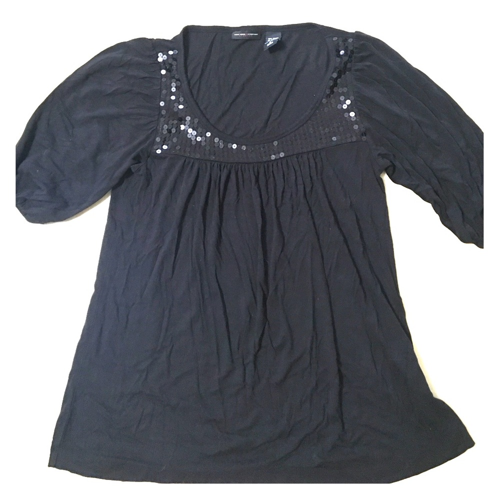 New York & Company Black Sequin Top