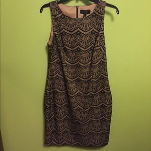 Black and taupe lace dress