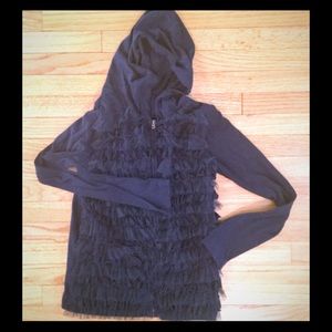 Crewcuts Navy Ruffled Zippered Cardigan size 14