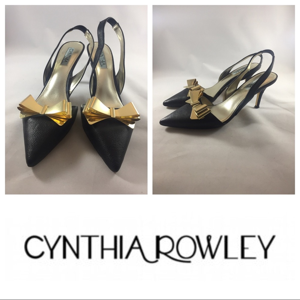 Cynthia Rowley | Black Peep Toes with Bows | 8