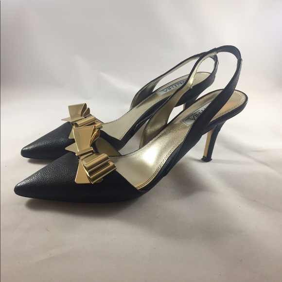 Cynthia Rowley | Black Peep Toes with Bows | 8 - Picture 2 of 5