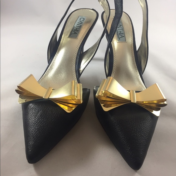 Cynthia Rowley | Black Peep Toes with Bows | 8 - Picture 3 of 5