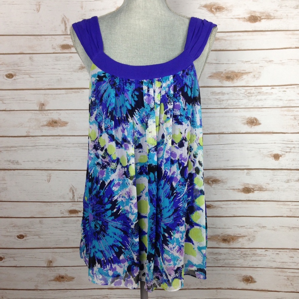 Eci New York Purple Multi-color Sleeveless Top