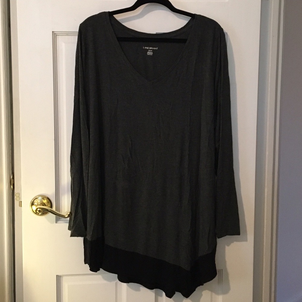 lane bryant - grey tunic with black asymmetric hem