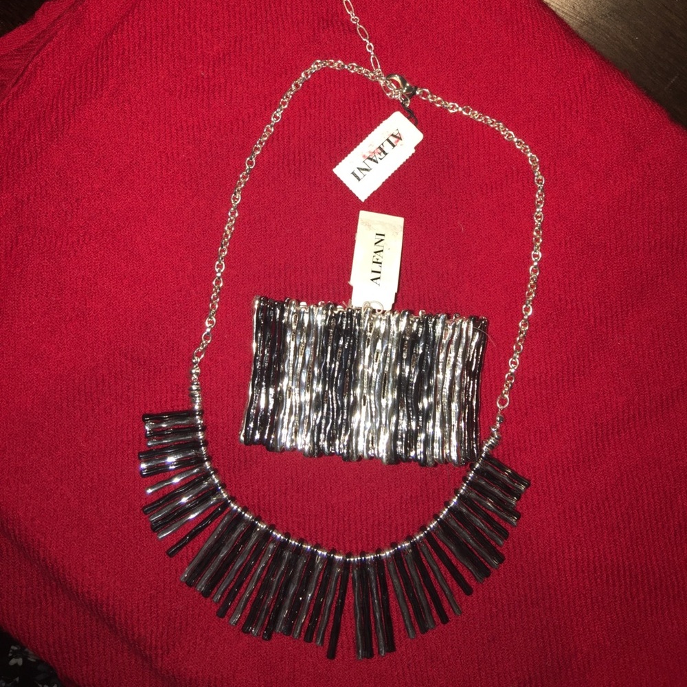 Alfani Silver/Pewter Necklace and Bracelet Set