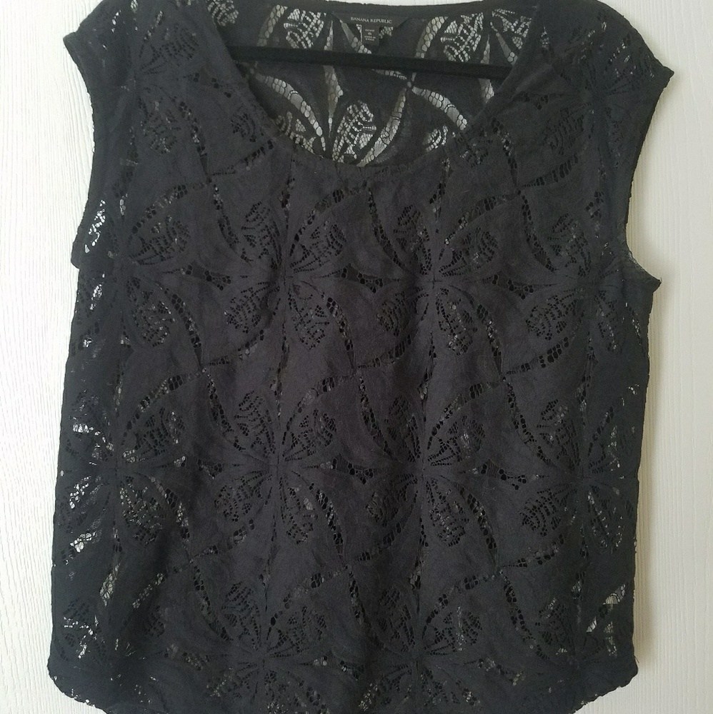 Banana republic black lace blouse