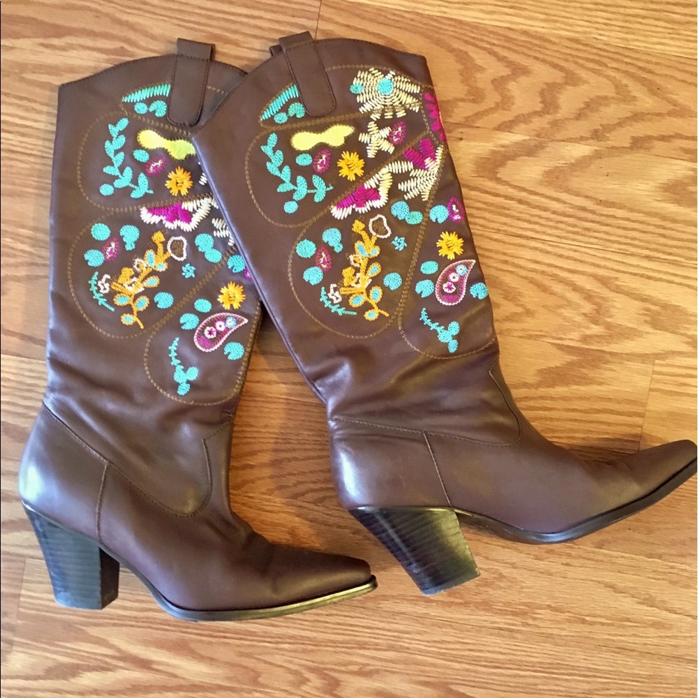 Brown Floral Cowboy Boots
