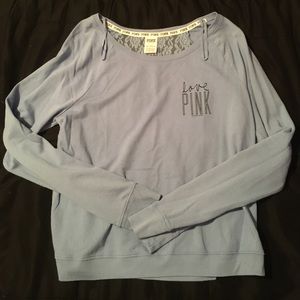 PINK Victoria's Pink Sweatshirt with Lace back EUC