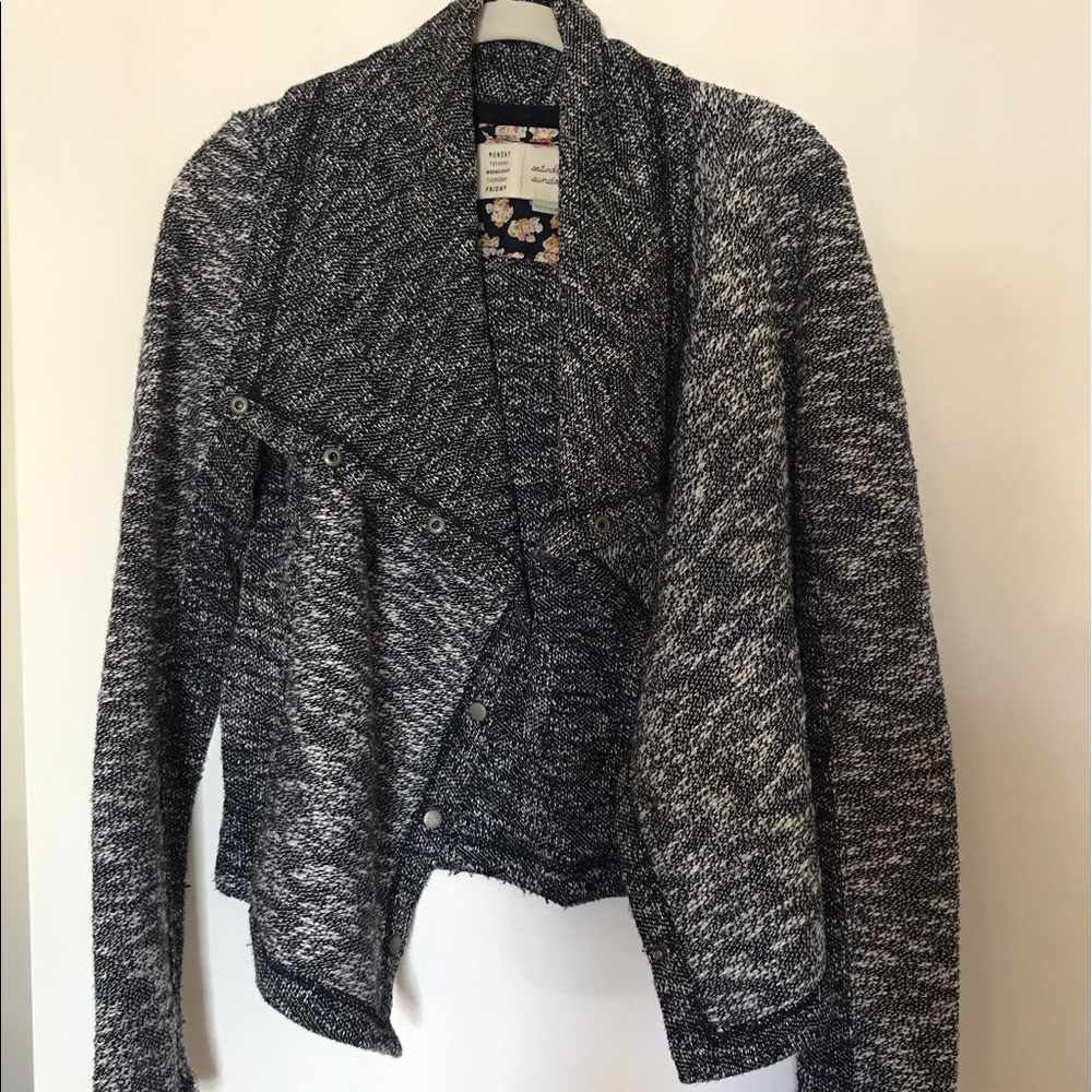 Anthropologie Navy Blue/White Cardigan, Medium