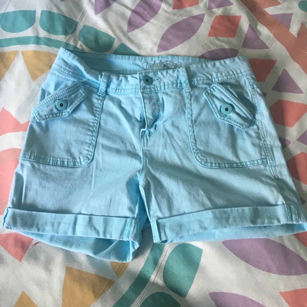 Mid-rise stretch denim shorts