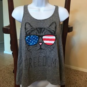 Cross back freedom cat shirt