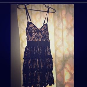 SALE Black with Light Pink Underlay Dress