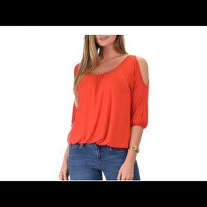 Lyss Loo Red Cold-Shoulder Cinched Top NWOT!