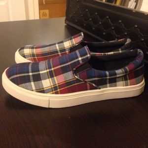 Plaid slipons