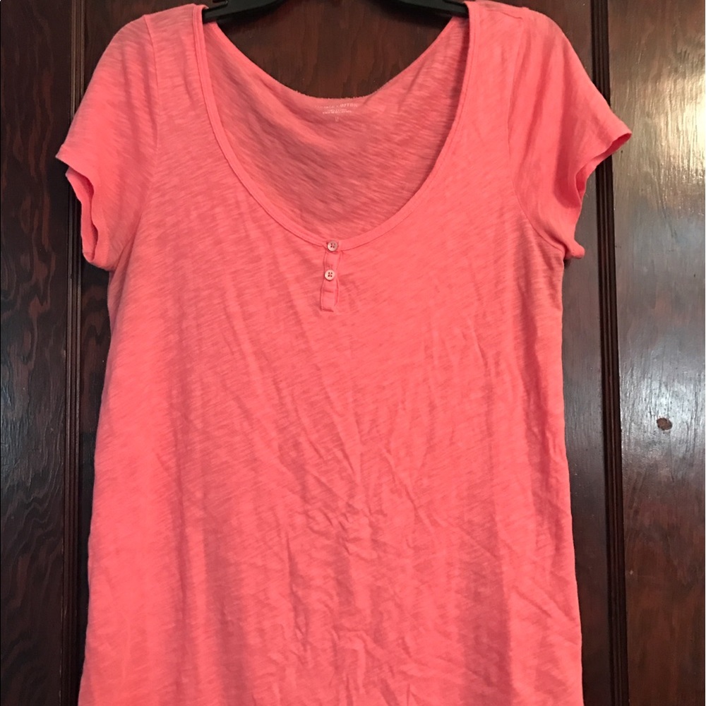 J. Crew pink lounge top with buttons.