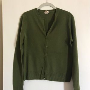 JCrew Cashmere Cardigan, Olive Green, Medium