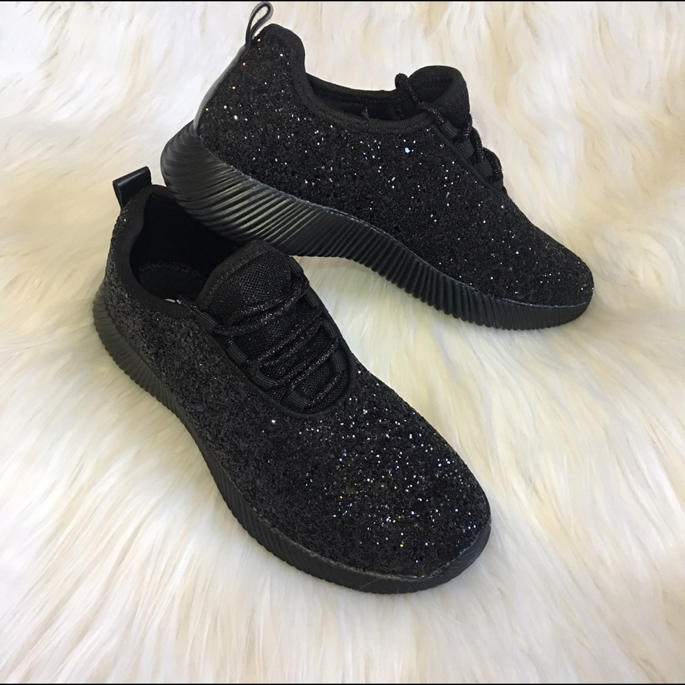 Black glitter sneakers