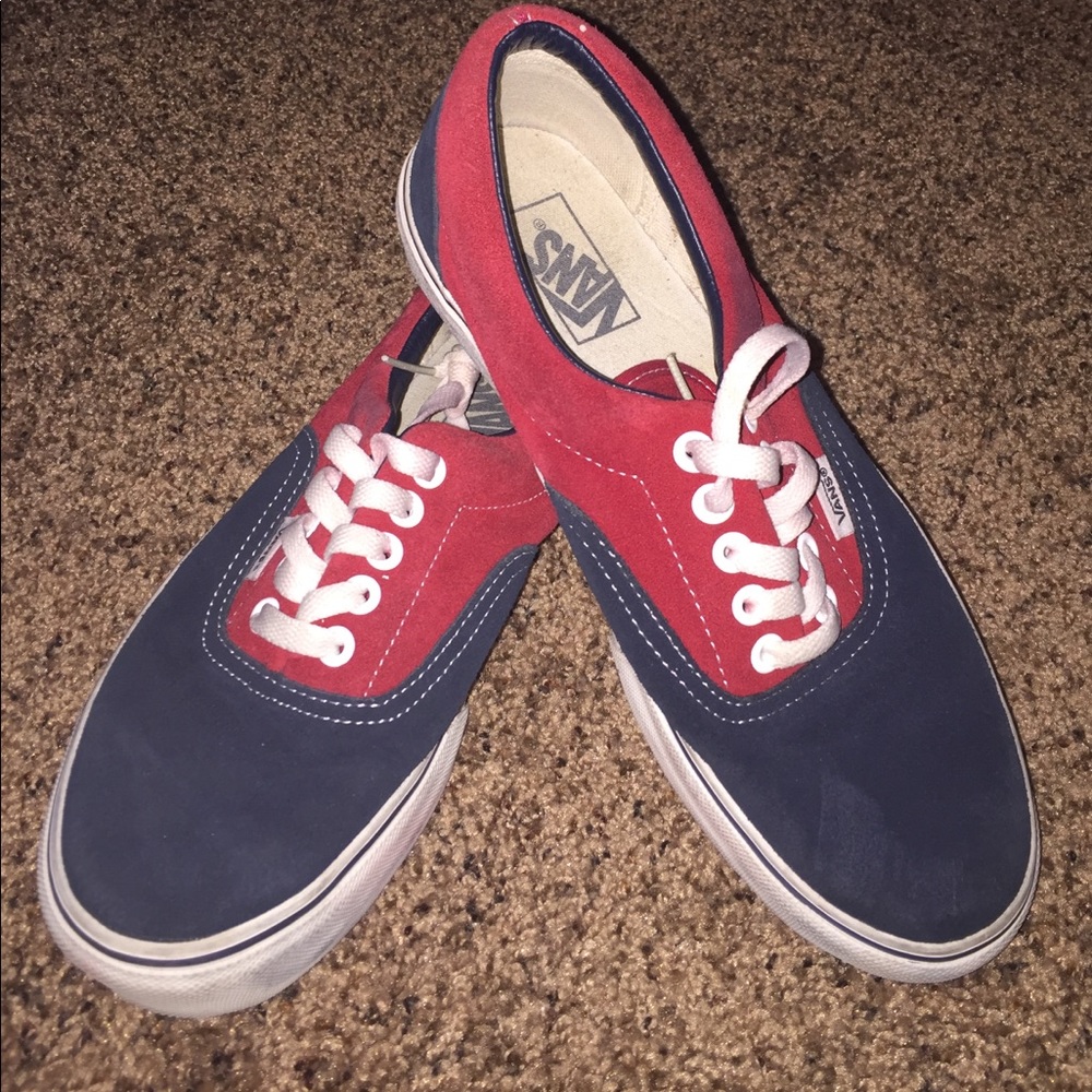 Blue & Red Suede Vans