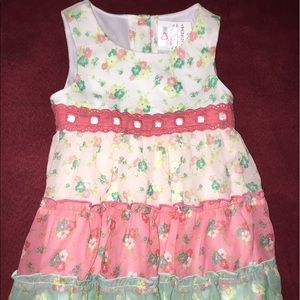 Toddler's white, red, and green floral tank dress