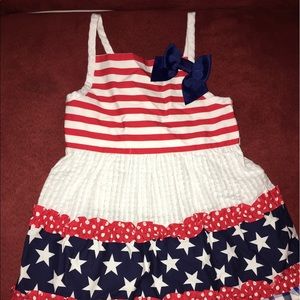 Red and white stars print spaghetti strap dress